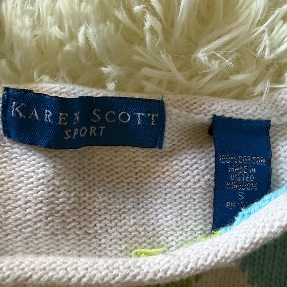 Karen Scott Women's Argyle Crewneck Sweater - Blue, Green, White - Picture 2 of 2